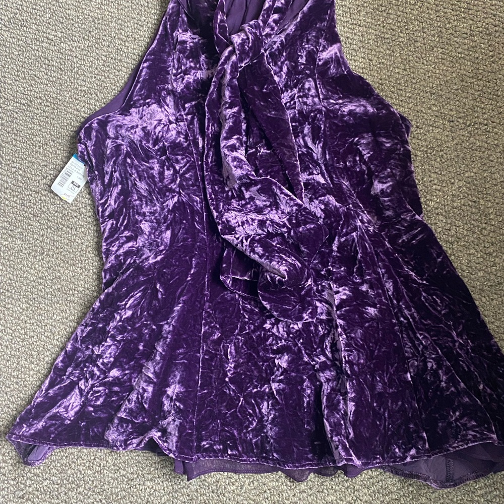 Crushed Velvet Sleeveless Top in Deep Purple
